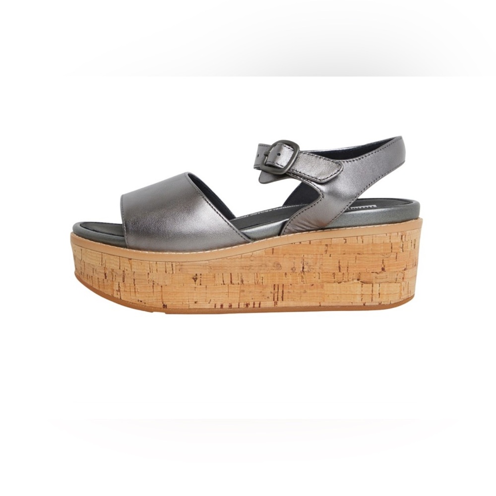 New FitFlop Women's Eloise Cork-WRAP Leather Back-Strap Wedge Sandals